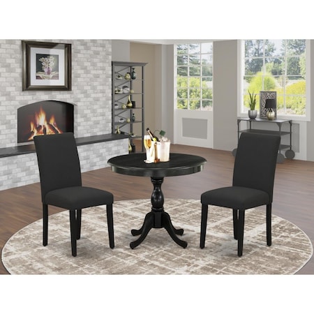 East West Furniture 3 Piece Antique Dinette Set - Wire Brushed Black AMAB3-ABK-24